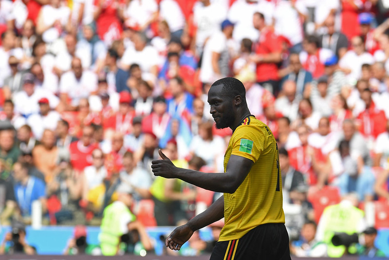 Romelu Lukaku在比利時大勝突尼西亞的比賽中攻進2球。（AFP授權）