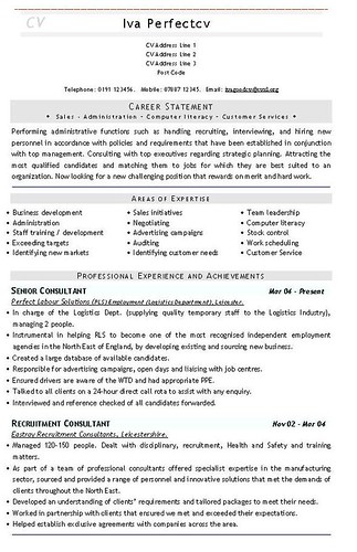 recruitment consultant cv template