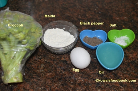 Ingredients for broccoli fritters