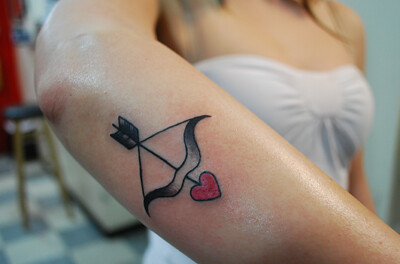 Traditional Heart Arrow Tattoo