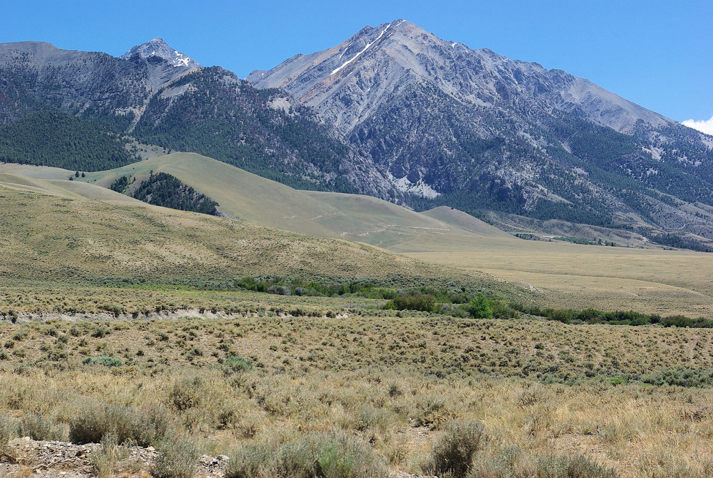 Borah Peak with part of October 28, 1983 earthquake scarp in foreground, Lost River Range, (photo - July 25, 2010, Pentax K10D)