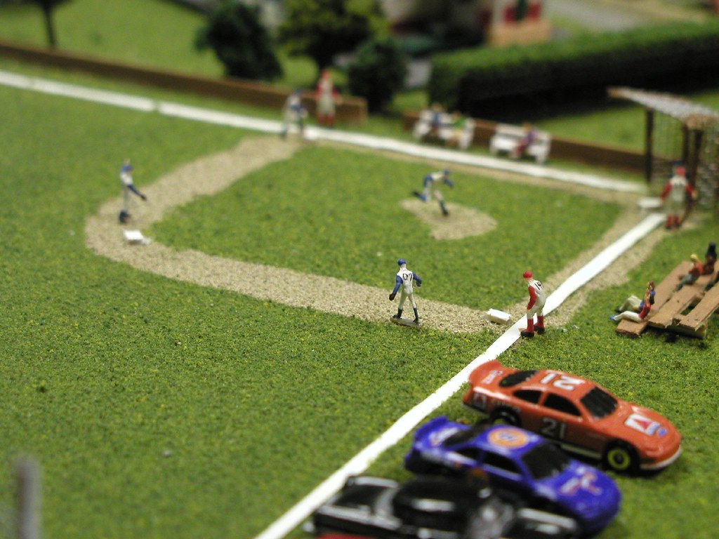 Baseball Field on N-Scale Model Train Layout | Steve 