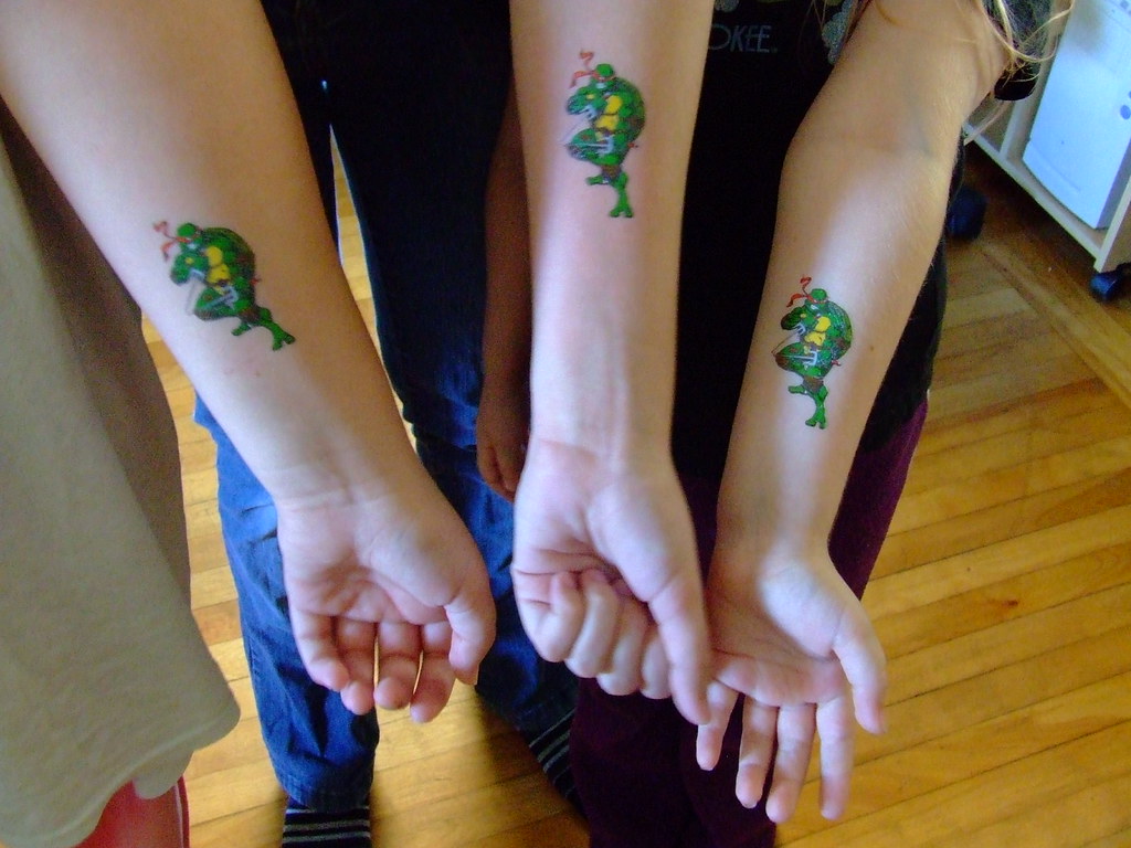 Matching FAKE ninja turtle tattoos | the girls get ...