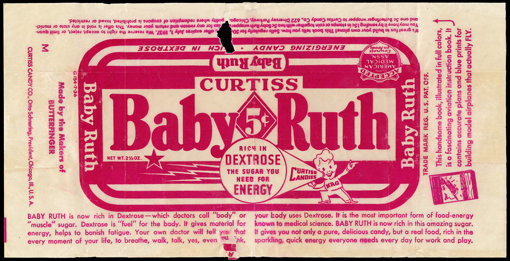 Curtiss - Baby Ruth 5-cent candy bar wrapper - airplane bo ...