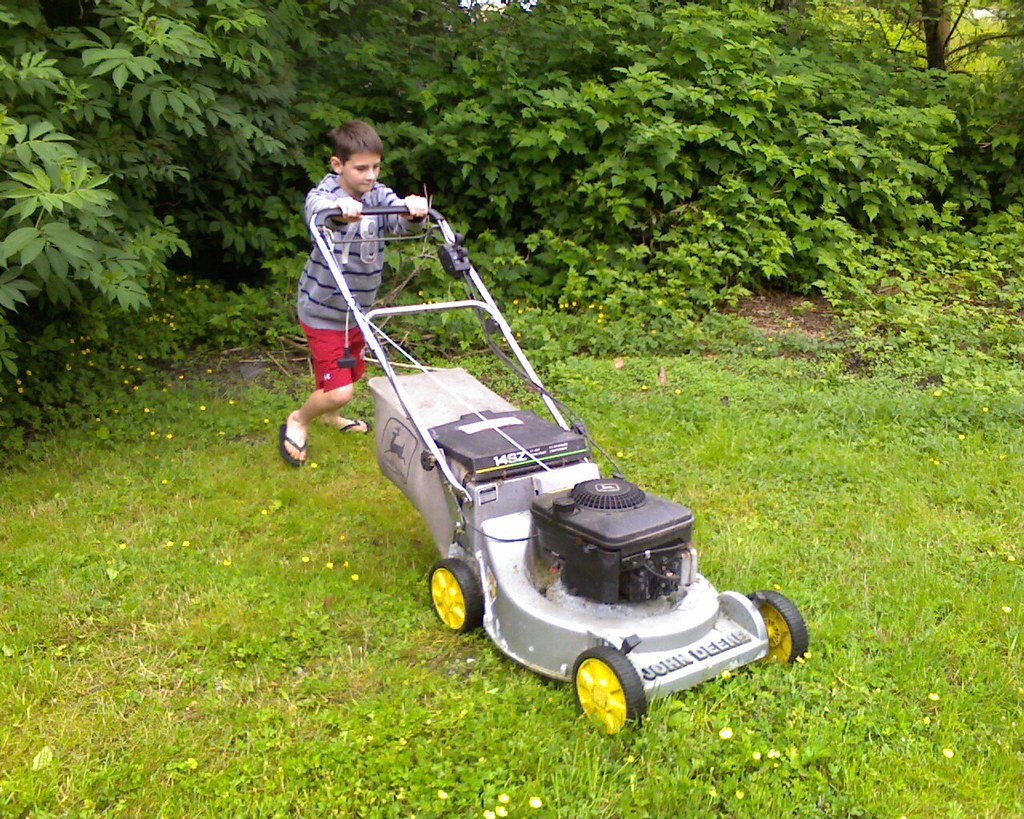 mowing the lawn