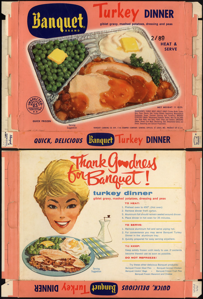 Banquet Brand TV Dinner Turkey dinner box 1960's