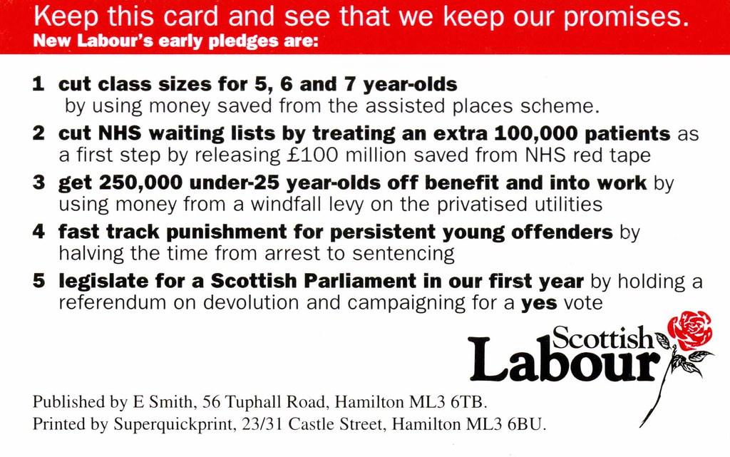 Labour Pledge Card 1997 General Election Accession Number Flickr 
