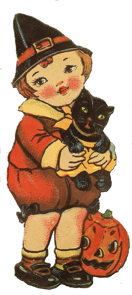 Cute Witch with Kitteh | Cleaned up detail of a scan from a … | Flickr