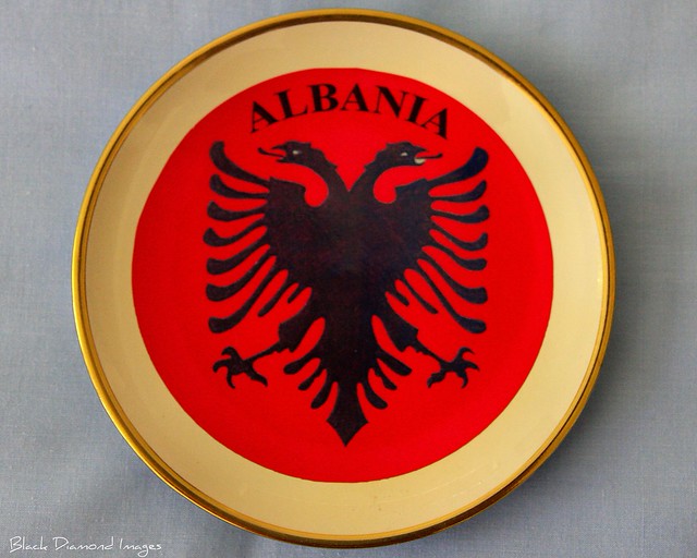 Albanian Souvenir Plate with Albanian Flag Double Headed Eagle Symbol