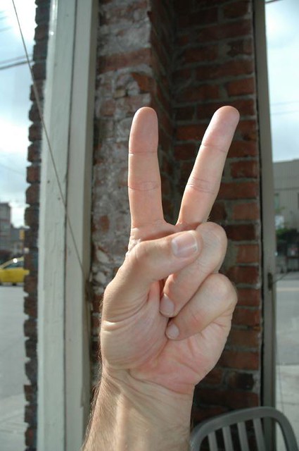 Peace Victory Two Fingers - featuring the hand of the or Flickr