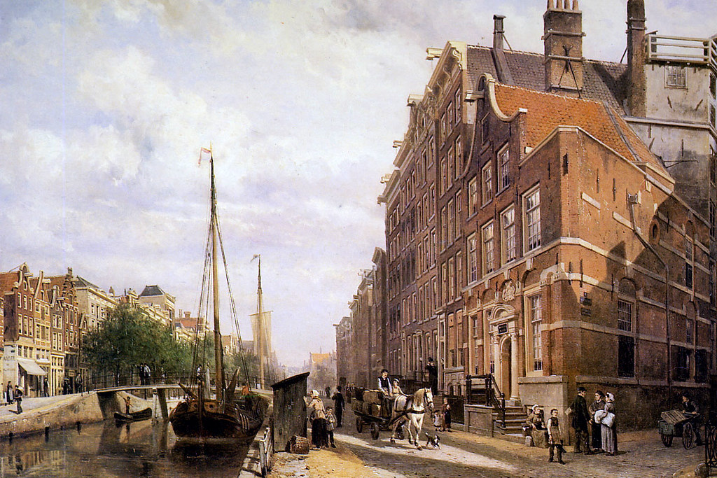 Voorburgwal in Amsterdam by Cornelis Springer