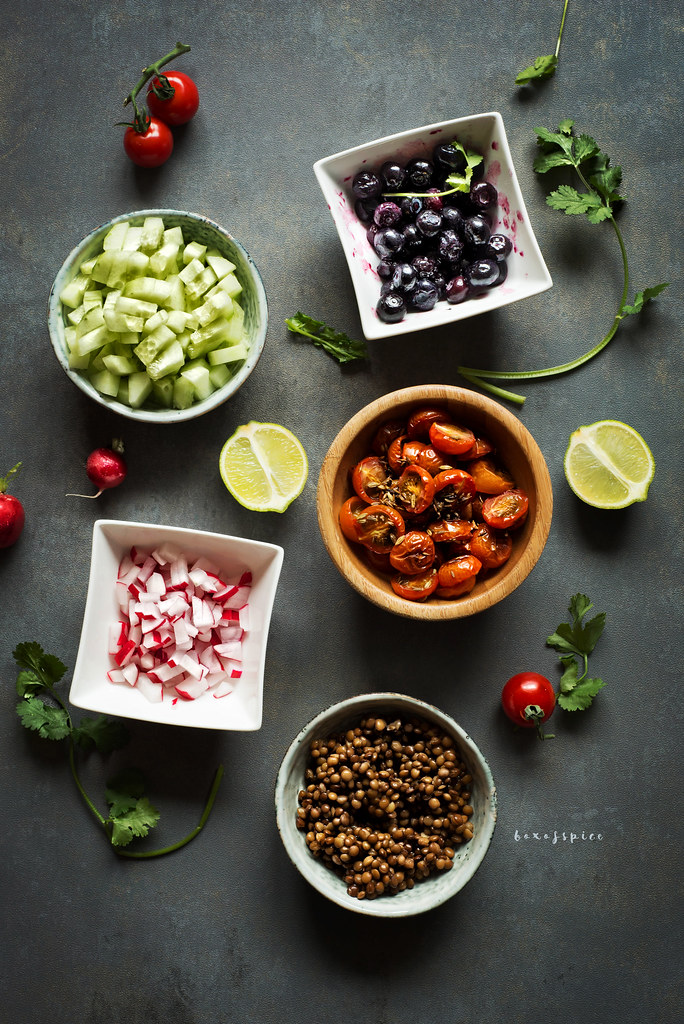 Lentil-Radish Salad with Chili-Lime Dressing |foodfashionparty|Guest post by @boxofspice