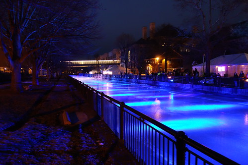 Merrimack Canal lit up during Winterfest