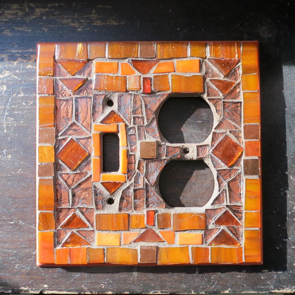 Copper and Orange Deco Switch Plate by Margaret Almon