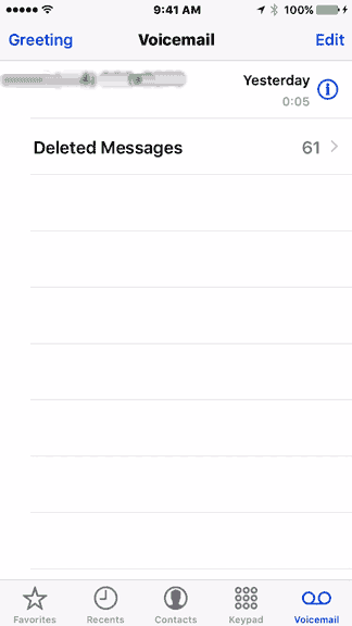 Deleting a voicemail iOS