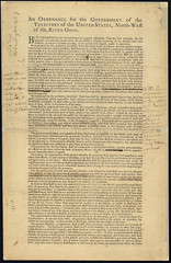 A draft of the Ordinance of 1787, with annotations in the margin which indicate changes made in the May 10, 1787 reading of the ordinance and ascribed to Nathan Dane. (Library of Congress)