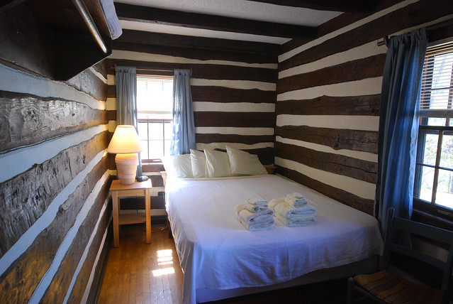 Master bedroom with queen bed at cabin 8 Fairy Stone State Park, Virginia