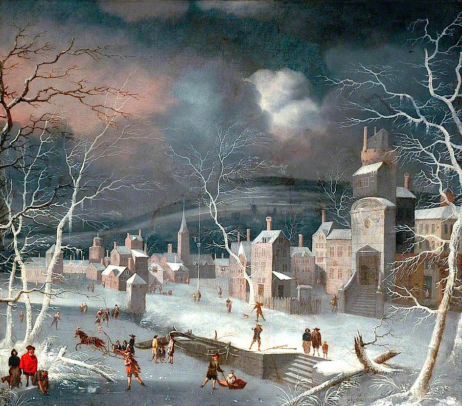 Dutch Snow Scene with Skaters by Jan Griffier, c.1695
