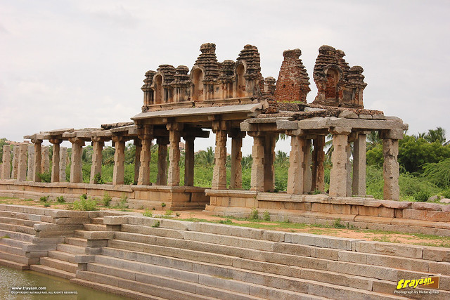 Krishna temple pond pushkarni, Hampi, Ballari district, Karnataka, India