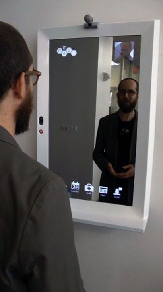 Mirror to Reveal the future, set the AR, voice-activated, somatosensory, face recognition, radio all in one