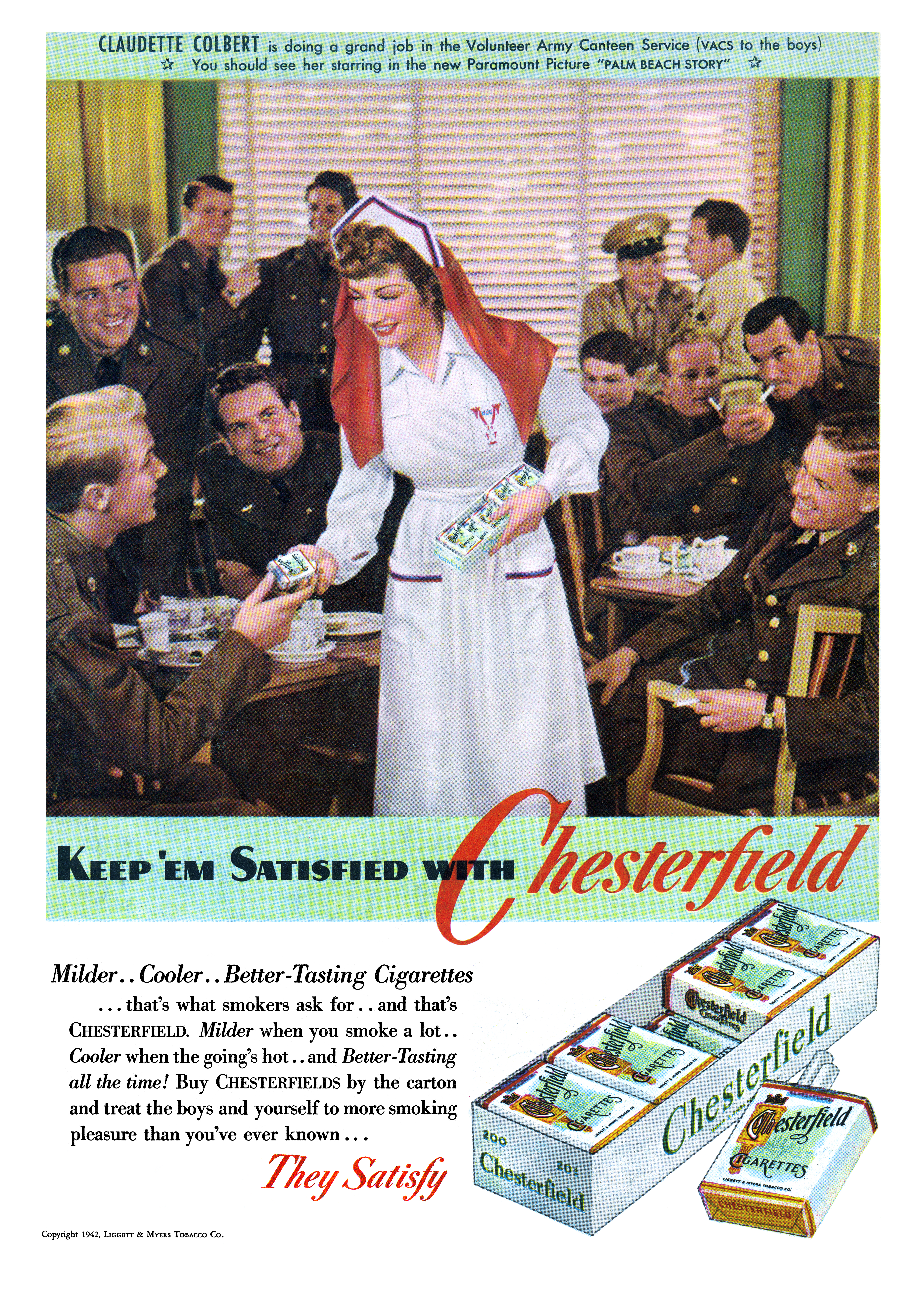 Chesterfield featuring Claudette Colbert - 1942