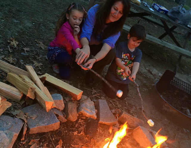 Traditional family fun around the campfire to end the day at a Virginia State Park