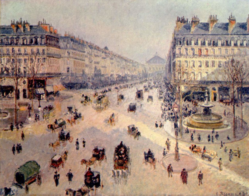 The Avenue de l'Opera, one of the new boulevards created by Napoleon III. The new buildings on the boulevards were required to be all of the same height and same basic façade design, and all faced with cream-hued stone, giving the city center its distinctive harmony.