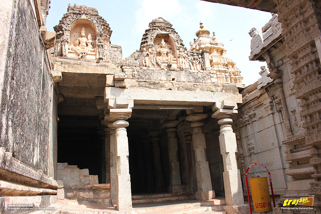 Entrance to corridor beside the main shrine in Virupaksha Temple complex, Hampi, Karnataka, India