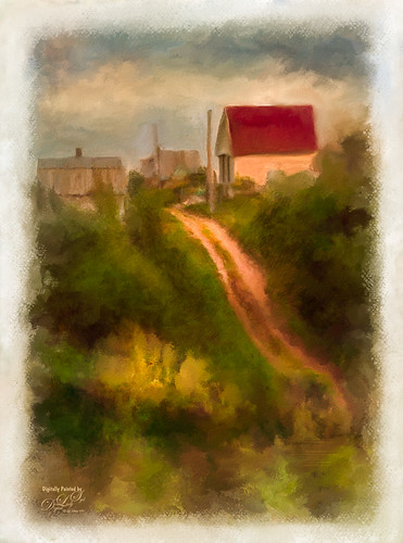 Painted image of the Belarusian countryside