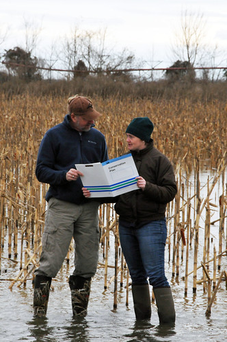 Richard Clifton and NRCS soil conservationist Brooke Brittingham reviewing a conservation plan