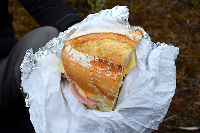 Ham and cheese baguette, walker's picnic