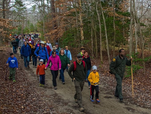 People like to follow a ranger - at York River State Park in Virginia