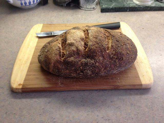 a loaf of honey-wheat bread, made by All Crumbs Bakery in Toledo