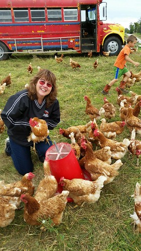 A woman with the hens
