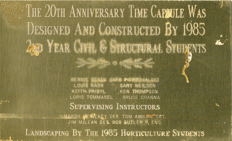 Plaque found inside the time capsule
