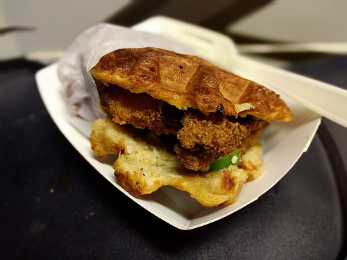 Chicken & Waffle Slider with Serrano Peppers