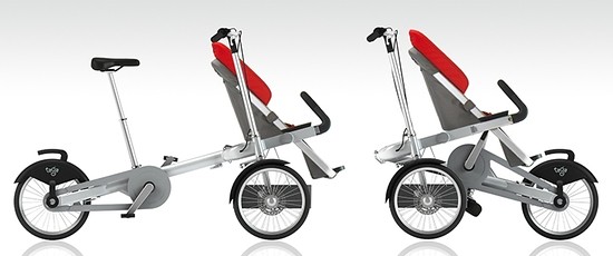 Bicycle hand-push baby carriages in just 20 seconds
