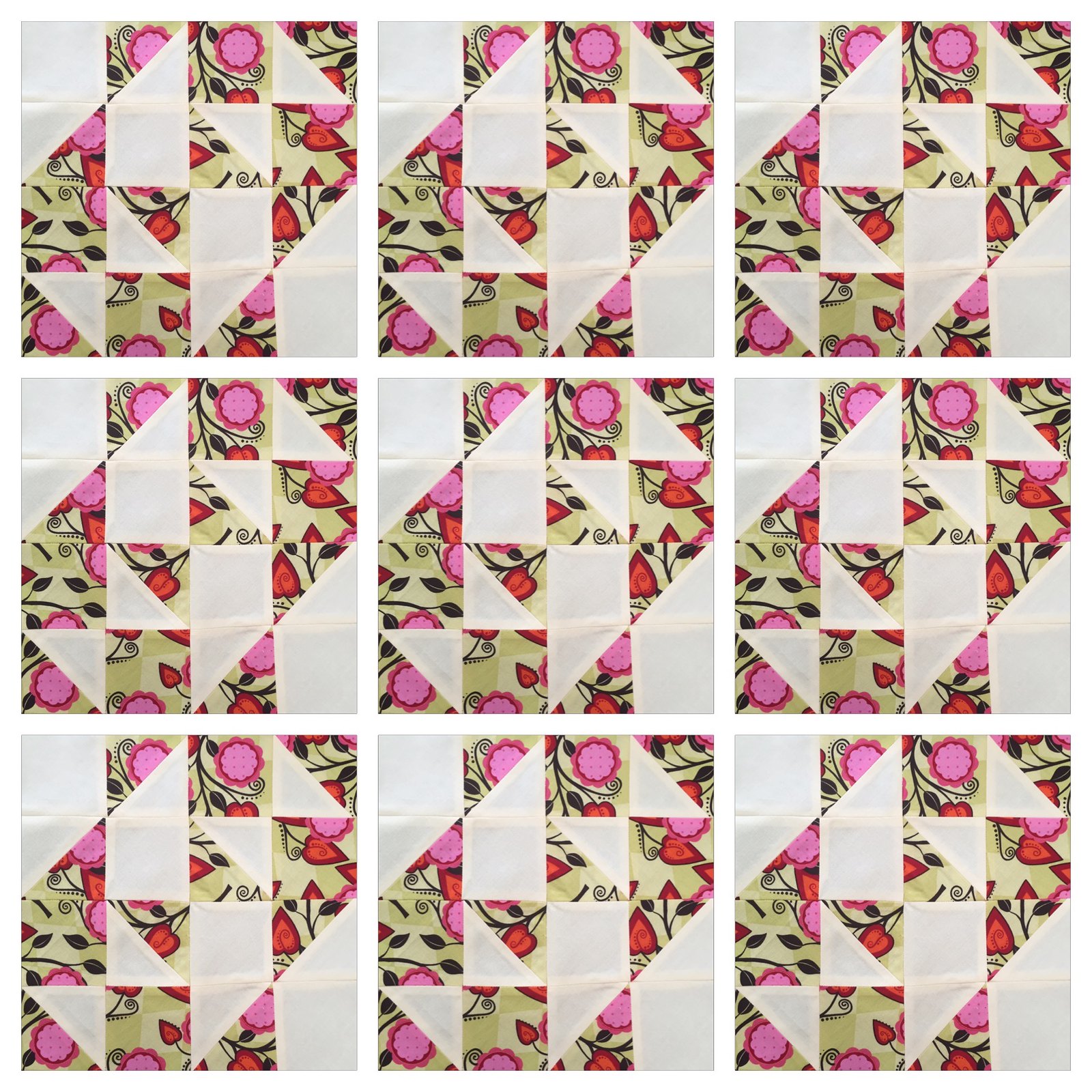 Half pinwheels and bows quilt block