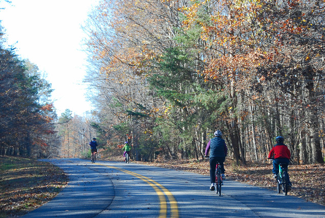 Riding bikes at Lake Anna State Park in the Fall, Virginia
