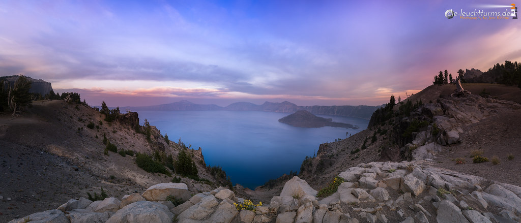 Crater Lake with evening sky