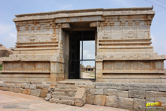 Main entrance to Jain and Hindu temples on Hemakuta Hills in Hampi, Karnataka, India