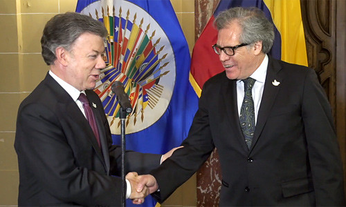 Secretario General y Presidente Santos coinciden en ampliar y fortalecer la labor de la OEA en el Proceso de Paz de Colombia