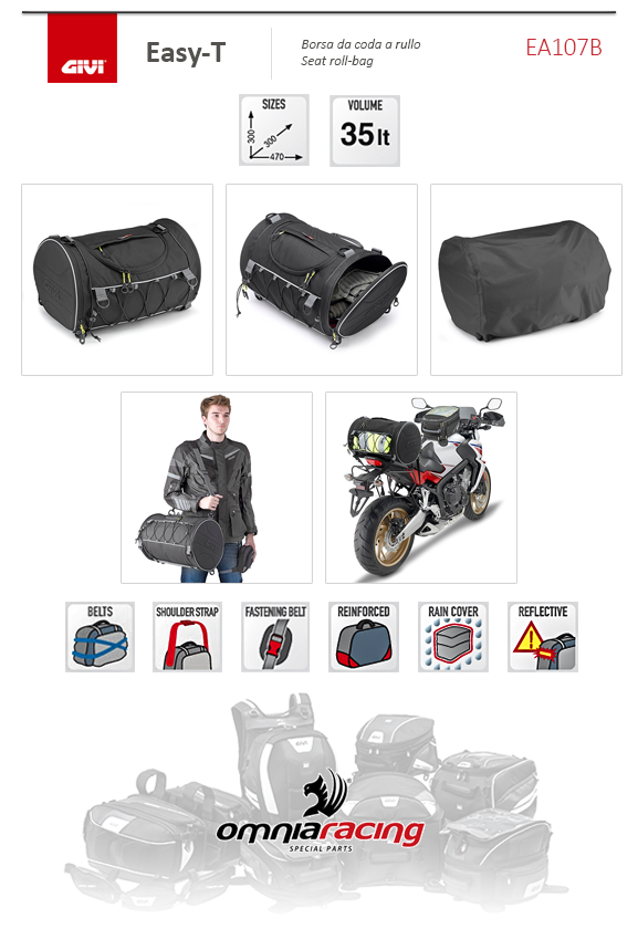 Black Givi Easy EA107B 35 Litre Motorcycle Motorbike Rear Tail Seat Bag