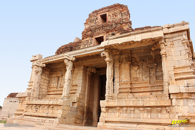 Ruined main entrance tower gopura of Krishna temple in Hampi, Karnataka, India