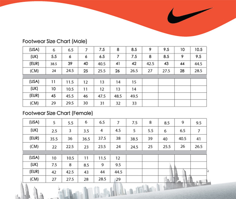 nike football boots size guide