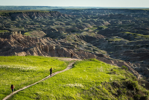 Members of the Pine Ridge community overlooking the vast South Dakota landscape