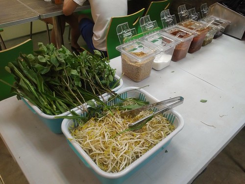 Bean sprouts, basil, and sawtooth herb