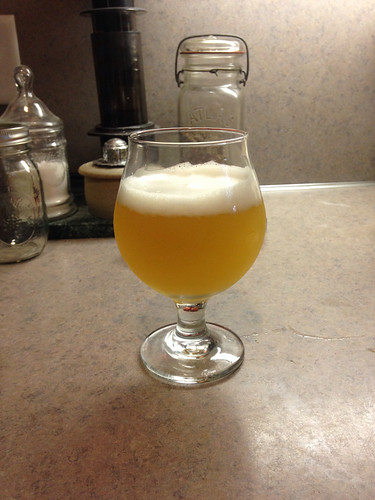 Drinking our Song Sparrow Saison on August 6, 2014
