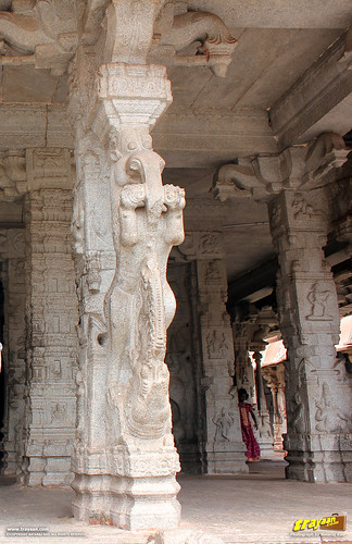 Krishnadevaraya's mandapa pillared pavillion at Virupaksha Temple, Hampi, Karnataka, India