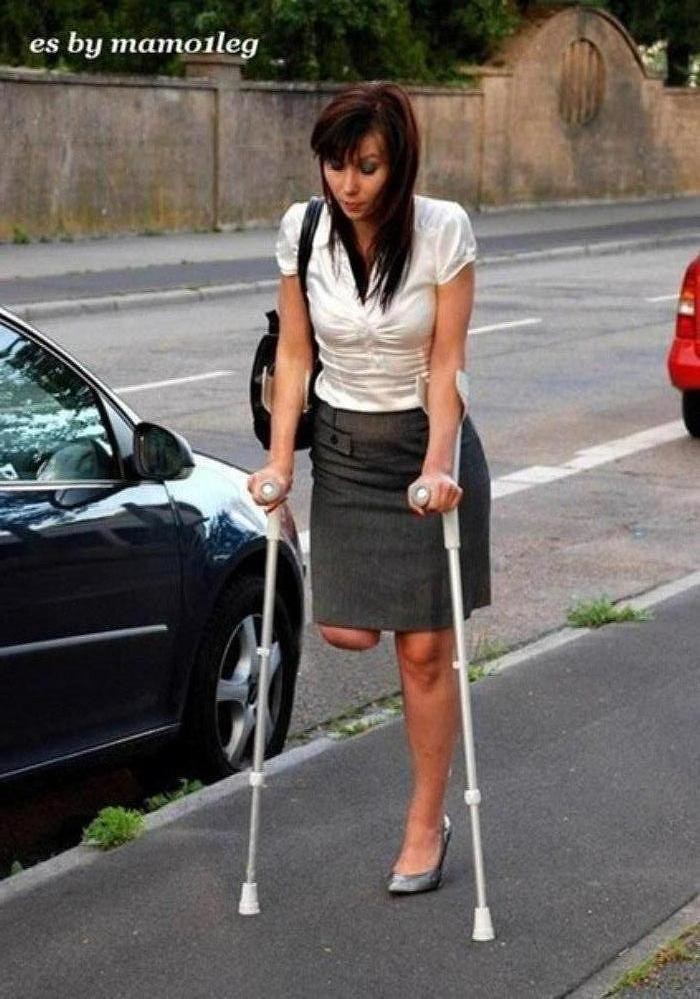 Amputee Ladies On Crutches